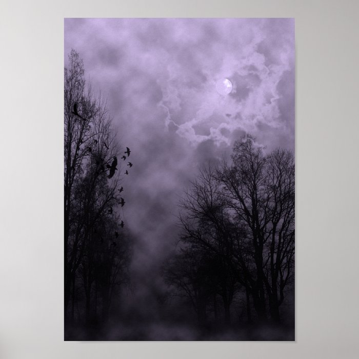 Halloween Sky with Ravens Purple Mist Poster