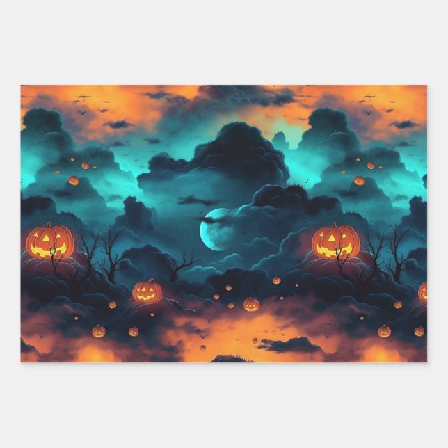 Halloween Sky Wrapping Paper Sheets (Front)