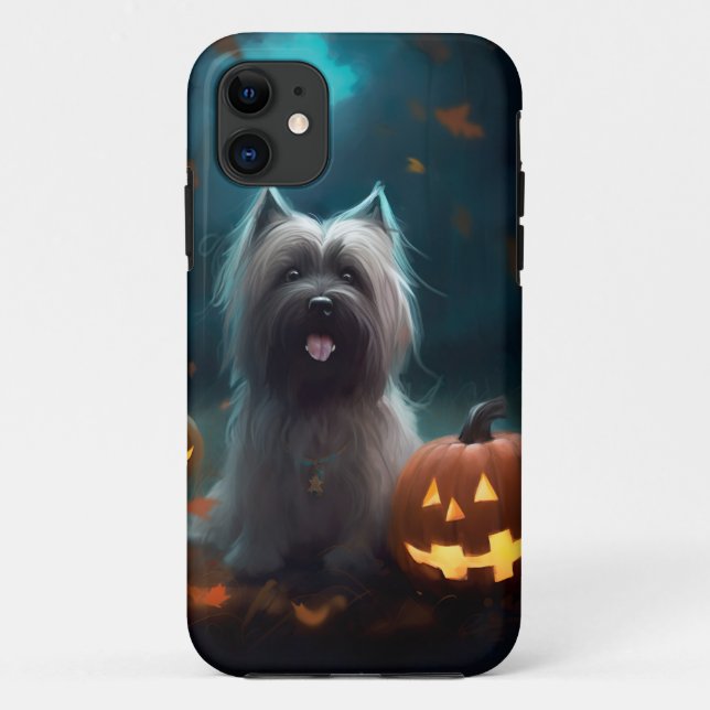 Halloween Skye Terrier With Pumpkins Scary  Case-Mate iPhone Case (Back)