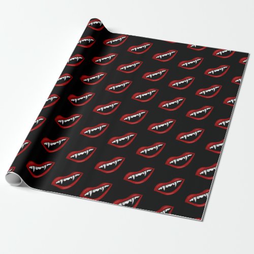 Halloween Slay with Me Vampire Fangs Spooky Wrapping Paper