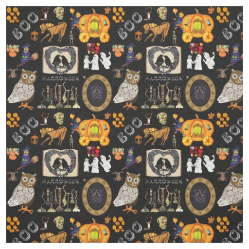 Halloween Sleepy Hollow Horse Ghost Pumpkin Ravens Fabric