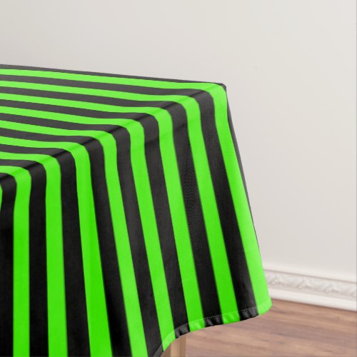 Halloween Slime Green and Black Stripe Tablecloth
