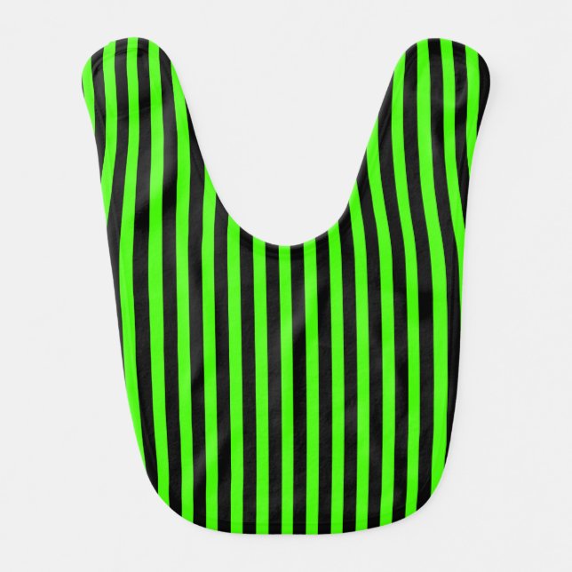 Halloween Slime Green and Black Striped Baby Bib (Front)