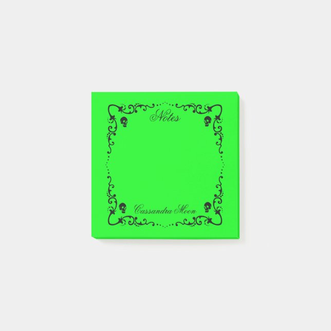 Halloween Slime Green & Black Magic Border  Post-it Notes (Front)