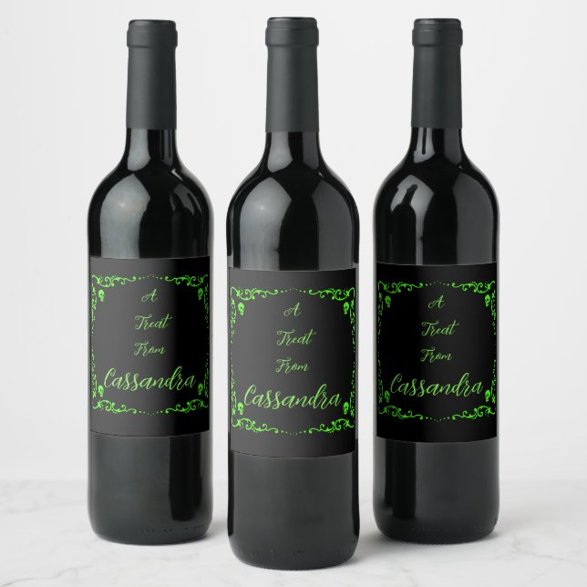 Halloween Slime Green Personalized Wine Label (Bottles)