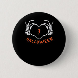 Halloween Slogan Skeleton Hand Heart Gesture Button