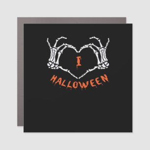 Halloween Slogan Skeleton Hand Heart Gesture Car Magnet