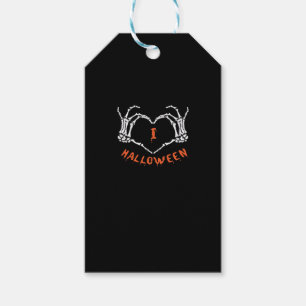 Halloween Slogan Skeleton Hand Heart Gesture Gift Tags