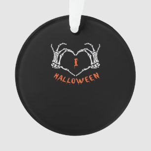 Halloween Slogan Skeleton Hand Heart Gesture Ornament