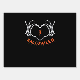 Halloween Slogan Skeleton Hand Heart Gesture  Sign
