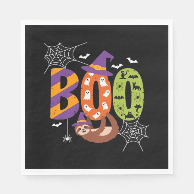 Halloween Sloth Boo Lazy Essential T-Shirt Napkins (Front)