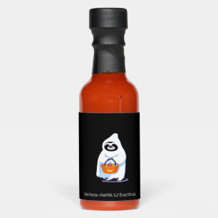 Halloween sloth dressed as ghost going trick or tr hot sauces