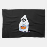 Halloween sloth dressed as ghost going trick or tr kitchen towel