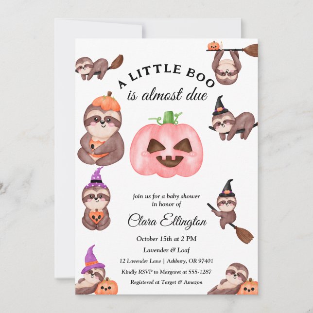 Halloween Sloth First Halloween Baby shower Invitation (Front)