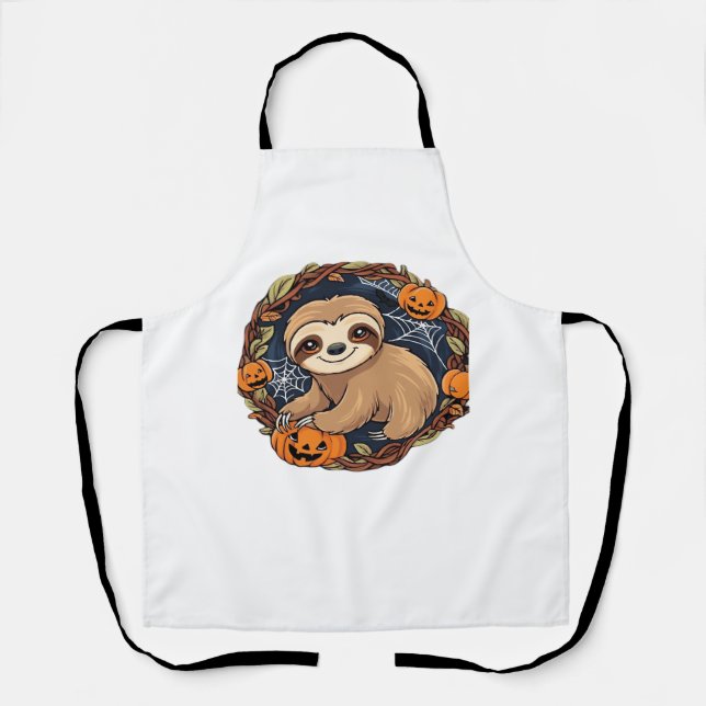 Halloween, Sloth, October 31st, Thanksgiving Class Apron (Front)