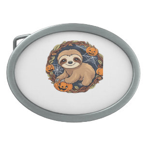 Halloween, Sloth, October 31st, Thanksgiving Class Belt Buckle