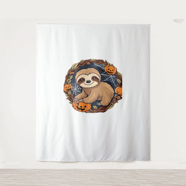 Halloween, Sloth, October 31st, Thanksgiving Class Tapestry (Front)