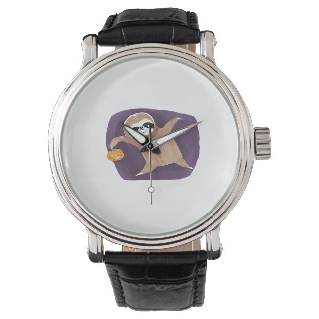 Halloween sloth, pumpkin, bat, spider, spider web  watch (Front)