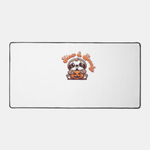 Halloween Sloth Slow and Spooky Cute Sloth Pumpkin Desk Mat