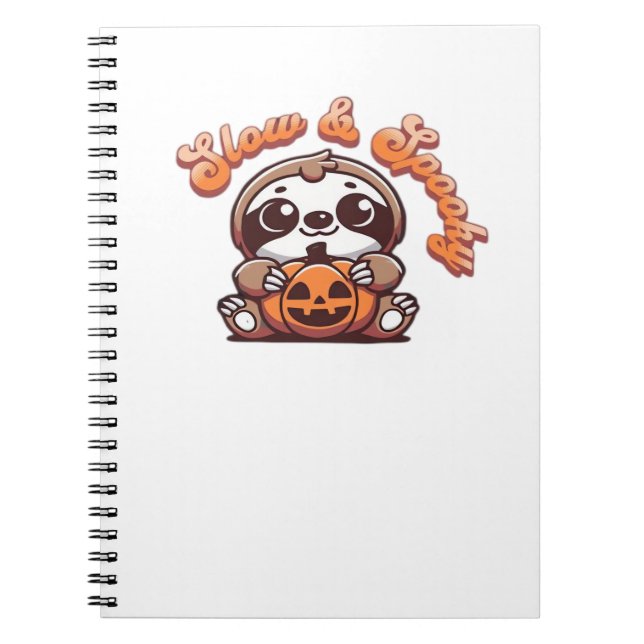 Halloween Sloth Slow and Spooky Cute Sloth Pumpkin Notebook (Front)