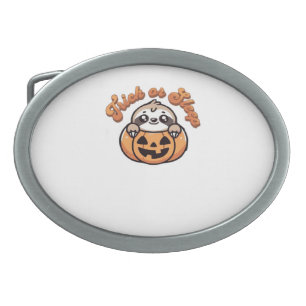Halloween Sloth Trick or Sleep Cute Sloth Pumpkin Belt Buckle