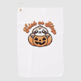 Halloween Sloth Trick or Sleep Cute Sloth Pumpkin Golf Towel