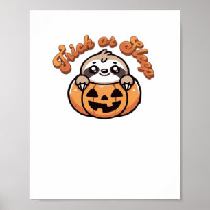 Halloween Sloth Trick or Sleep Cute Sloth Pumpkin  Poster