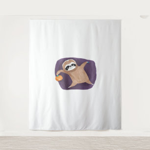 Halloween Sloth with Pumpkin Classic T-Shirt Tapestry