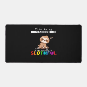 Halloween Slothful Design, This is my Human Costum Desk Mat