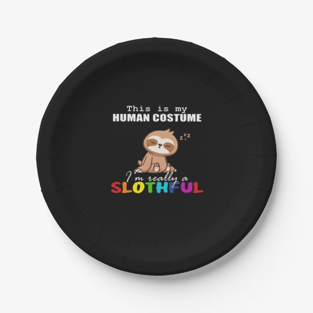 Halloween Slothful Design, This is my Human Costum Paper Plates (Front)