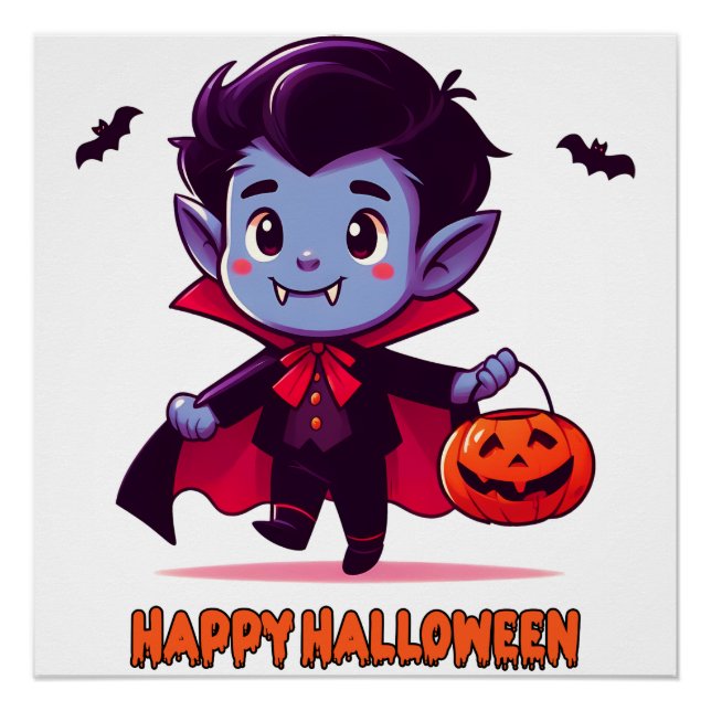 Halloween - Small Vampire and pumpkin Poster (Front)