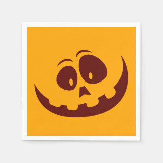 Halloween Smiley Face Orange and Brown Napkins