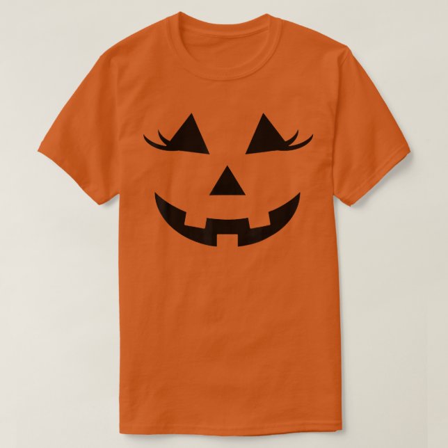 Halloween Smiling Pumpkin JackoLantern Eyelashes F T-Shirt (Design Front)