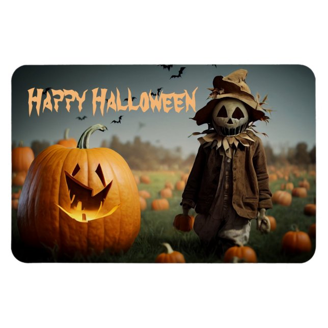 Halloween Smiling Pumpkin Photo Magnet (Horizontal)