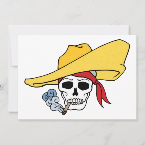 Halloween Smoking Skull with Bandana Cartoon Card