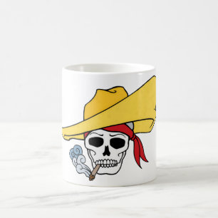 Halloween Smoking Skull with Bandana Cartoon Coffee Mug