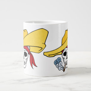 Halloween Smoking Skull with Bandana Cartoon Large Coffee Mug