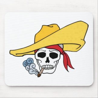 Halloween Smoking Skull with Bandana Cartoon Mouse Pad