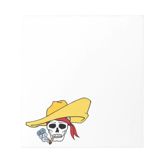 Halloween Smoking Skull with Bandana Cartoon Notepad (Front)