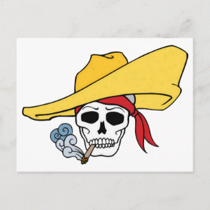 Halloween Smoking Skull with Bandana Cartoon Postcard