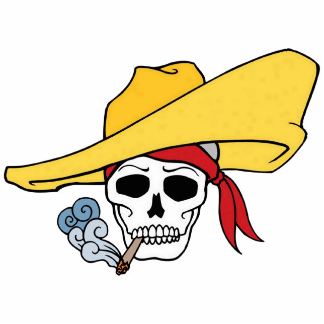 Halloween Smoking Skull with Bandana Cartoon Statuette (Front)