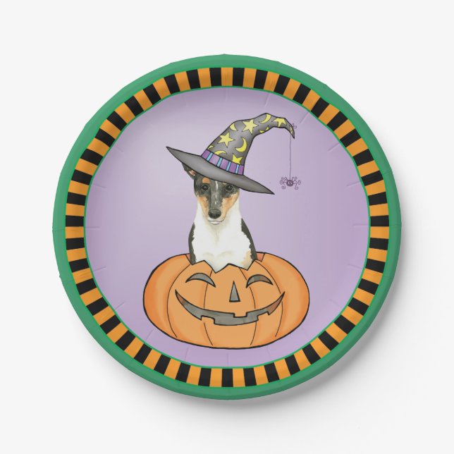 Halloween Smooth Collie Paper Plates (Front)