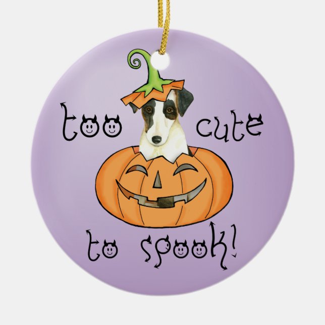 Halloween Smooth Fox Terrier Ceramic Ornament (Front)