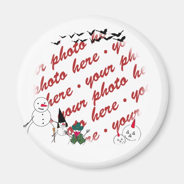 Halloween Snowmen Photo Frame Magnet (Front)