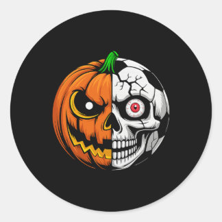 Halloween Soccer Byll Pumpkin Skull Soccer Player Classic Round Sticker