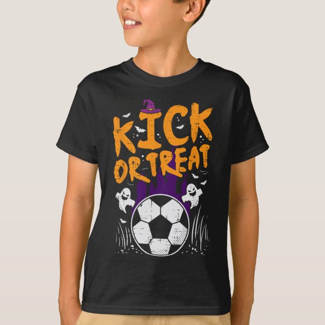 Halloween Soccer Kick Or Treat Footbyll Costume Bo T-Shirt (Front)