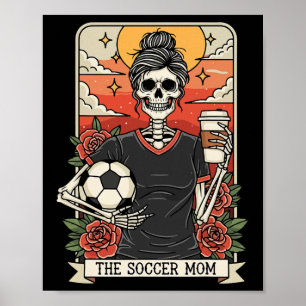 Halloween Soccer Mom Funny Tarot Card Skeleton Gam Poster
