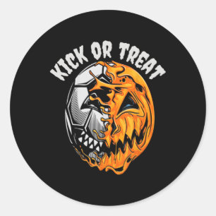 Halloween Soccer Skeleton Classic Round Sticker