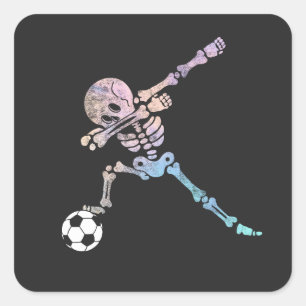 Halloween Soccer Skeleton Dab Pose Square Sticker
