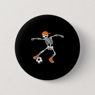 Halloween Soccer Skeleton Football Trick Or Treat Button